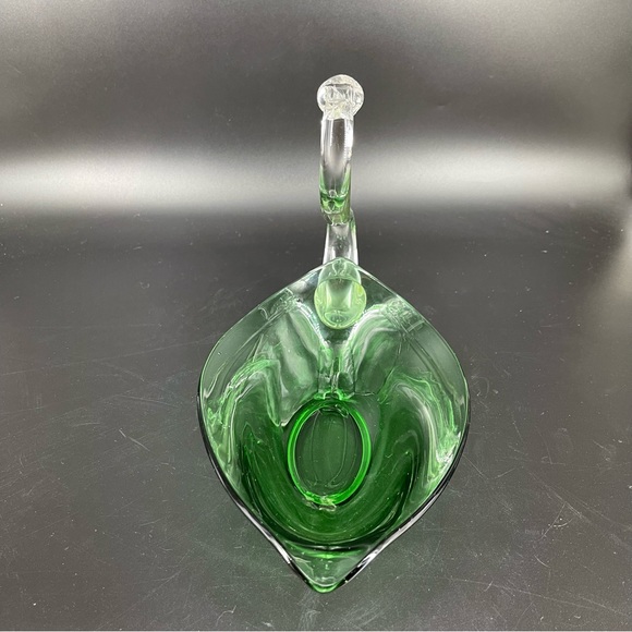 Vintage Duncan Miller Glass SWAN Console Bowl Emerald Green Bowl Candy Dish - Picture 4 of 12